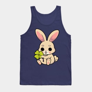 Funny bunny with four leaf clover Tank Top